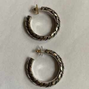 Brighton silver scrolled hoop post earrings‎
